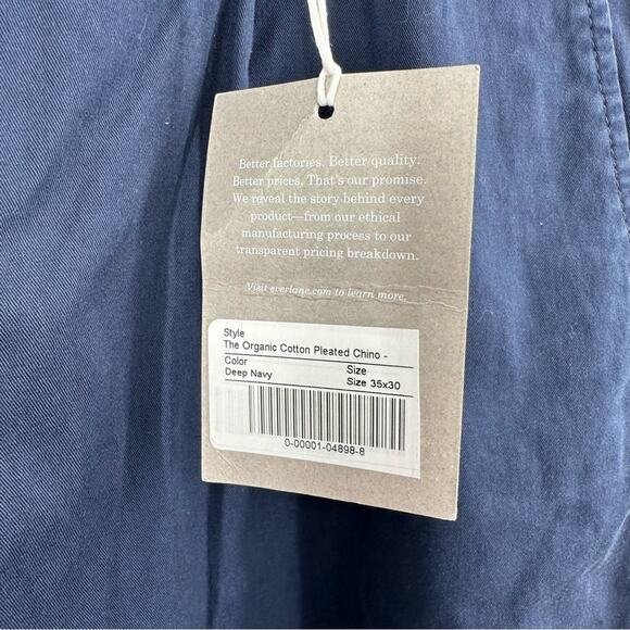 Everlane The Organic Cotton Pleated Chino in deep navy Size 35x30 - Picture 7 of 10